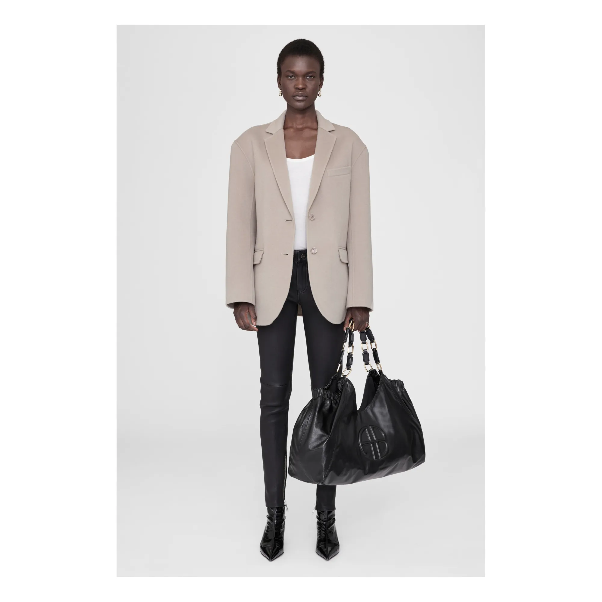 Anine Bing Black Kate Leather Shopping Bag