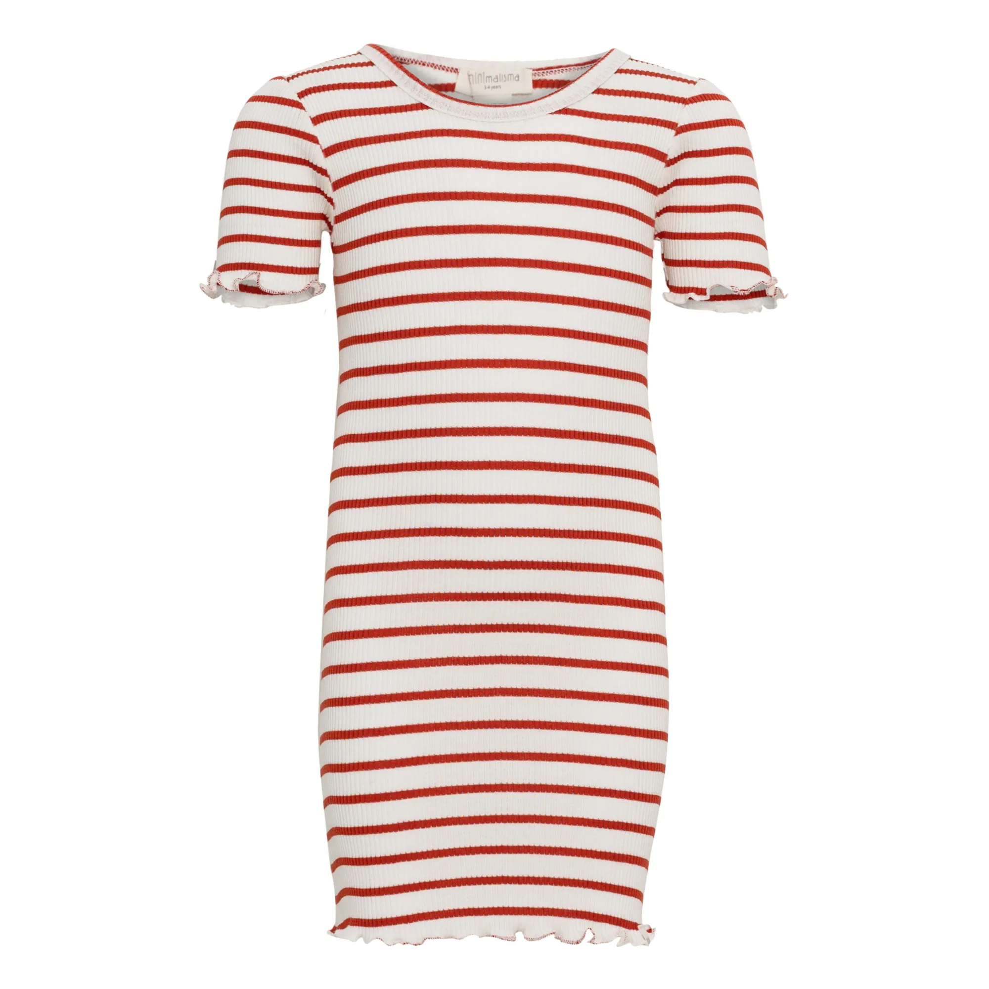 Minimalisma Red Bird Silk Striped Dress