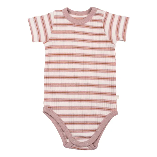 Neptun Organic Cotton Striped Bodysuit | Pink