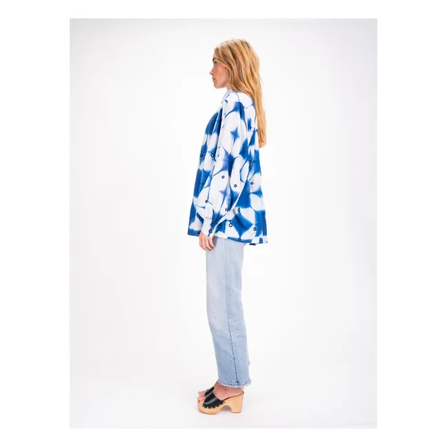 Cramp Dye Cotton voile blouse | Indigo blue