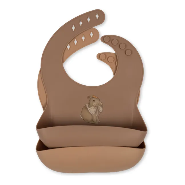 Bunny silicone bibs - Set of 2 | Dusty Pink