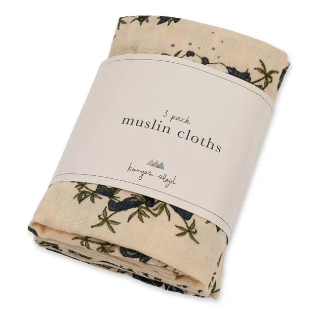 Panda organic cotton nappies - Set of 3 | Beige