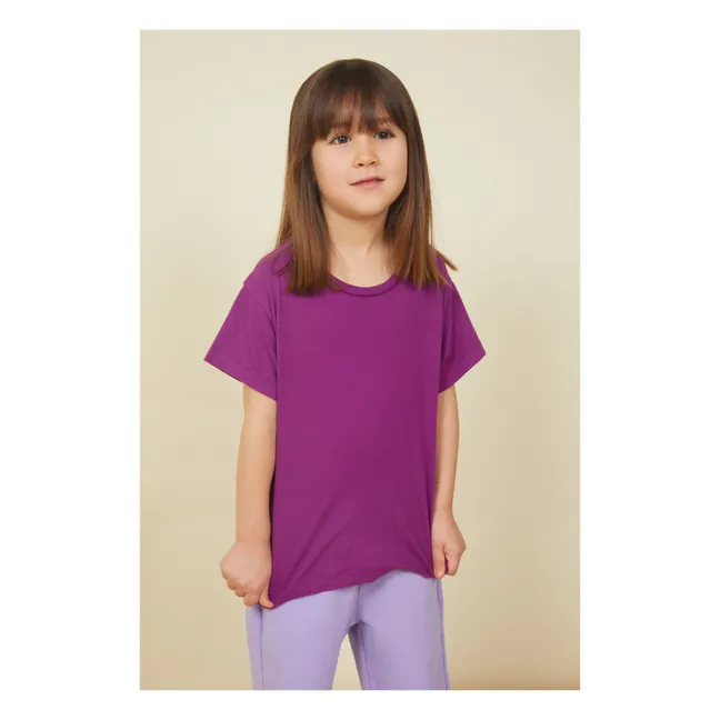T-Shirt Mädchen Kurzarm Bio-Baumwolle | Fuchsie