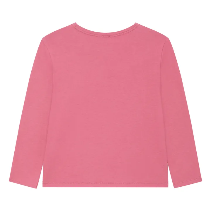T-shirt Fille Rose En Coton Mélangé Coupe Classique Avec Broderie Fleurie