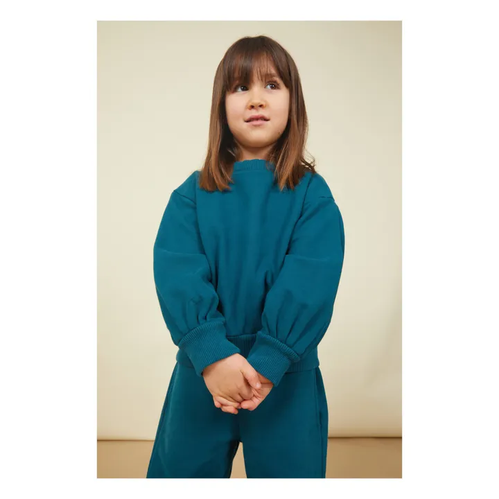 Boxy Organic Fleece Sweatshirt | Teal- Product image n°1