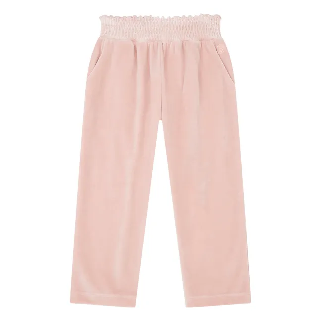 Velvet Elasticated Waistband Carrotte Pants | Powder pink