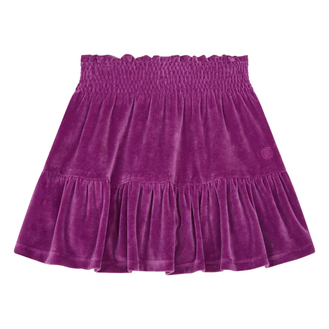 Short Velvet Elasticated Waist Skirt | Fuchsia