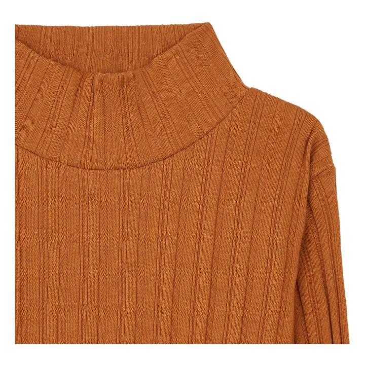 Sous Pull Fille Côtelé Coton Bio | Noisette- Image produit n°3