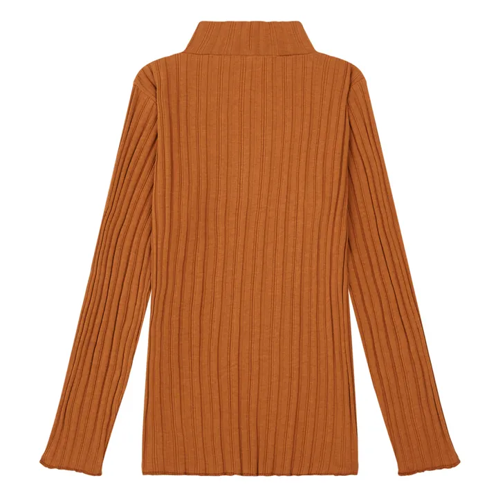 Sous Pull Fille Côtelé Coton Bio | Noisette- Image produit n°4