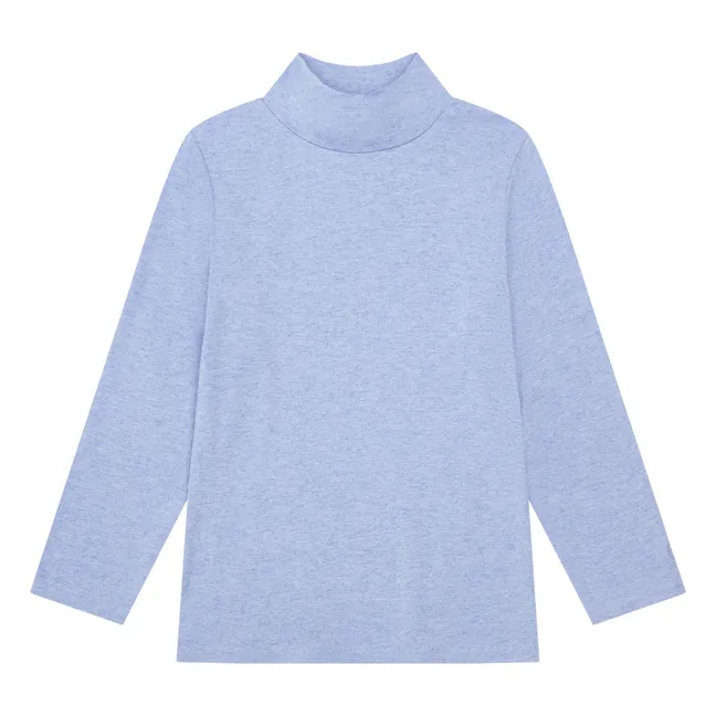 Jersey de manga larga de niña con cuello alto de lana | Azul Cielo