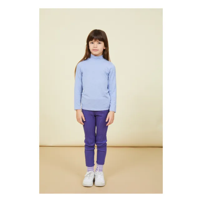 Jersey de manga larga de niña con cuello alto de lana | Azul Cielo