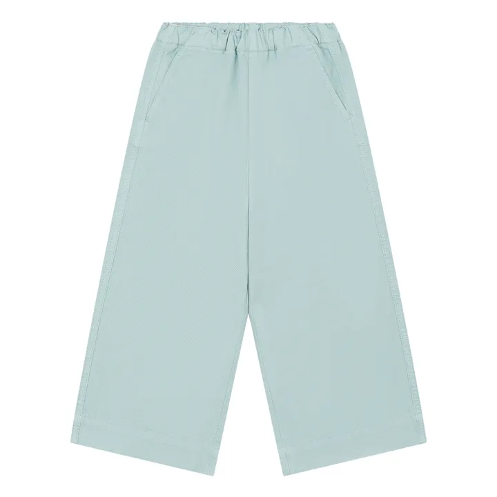 Denim Straight Leg Trousers with Elasticated Waistband | Mint Green- Product image n°0