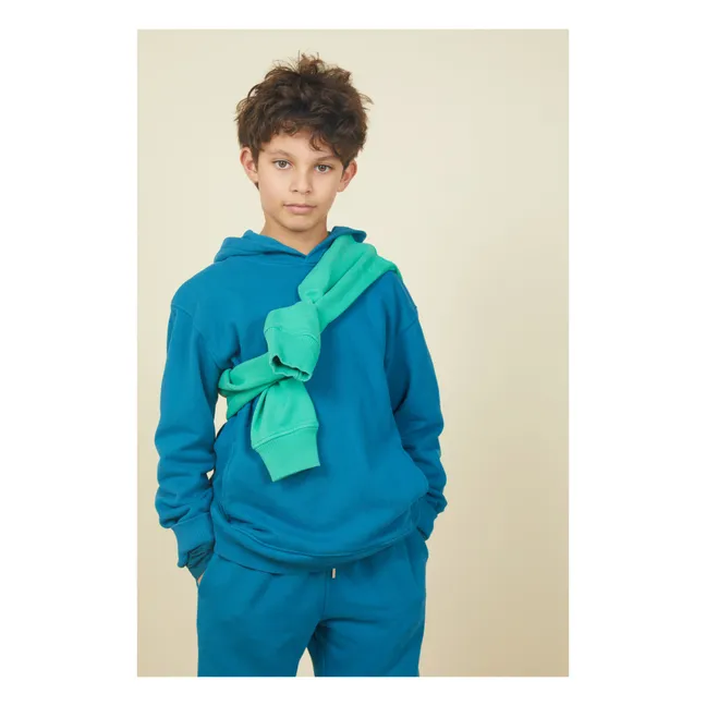 Sweat A Capuche Garçon Coton Bio | Bleu azur