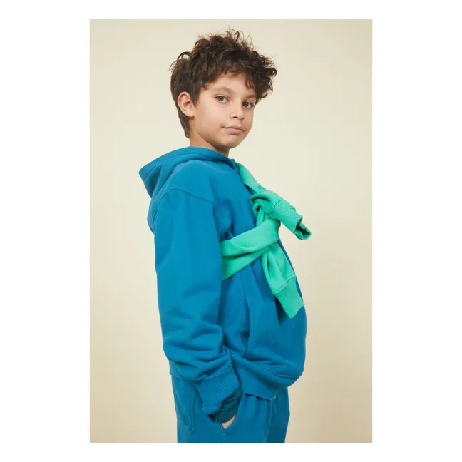 Sweat A Capuche Garçon Coton Bio | Bleu azur
