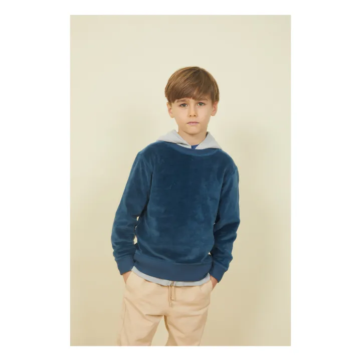 Sweatshirt mit Rundhalsausschnitt aus Velours | Ozean- Produktbild Nr. 1
