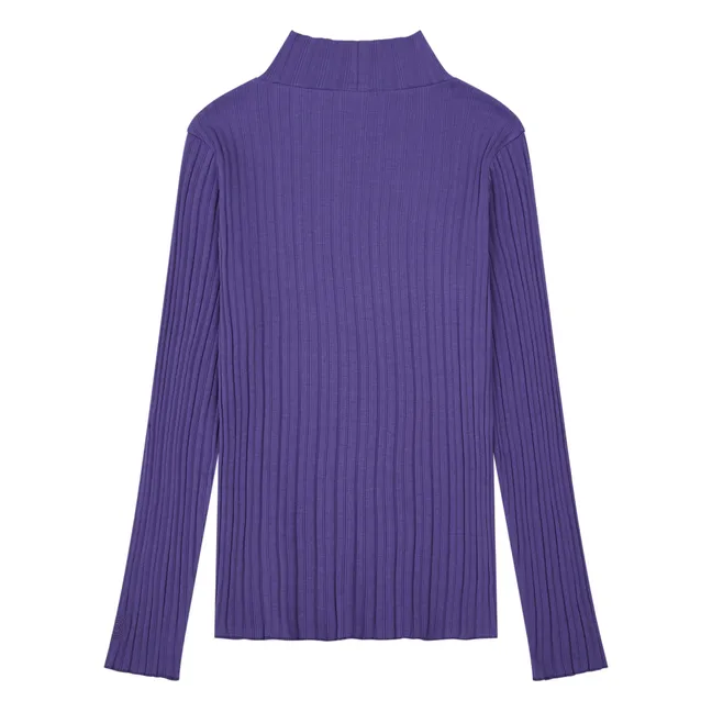 Jersey de canalé de algodón orgánico para mujer | Azul índigo