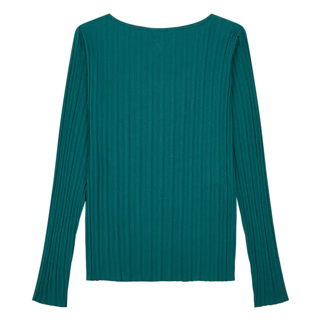 Women's Organic Cotton Ribbed Top | Chrome green