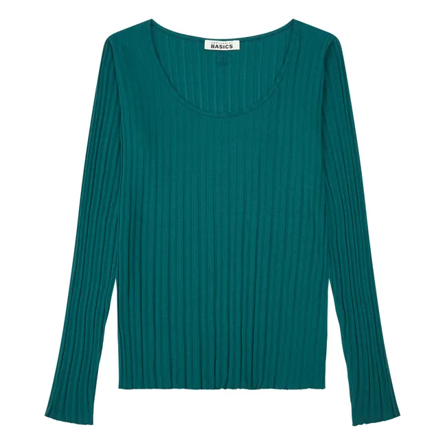 Women's Organic Cotton Ribbed Top | Chrome green