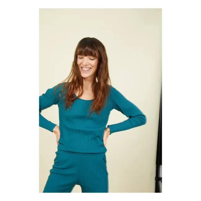 Women's Organic Cotton Ribbed Top | Chrome green