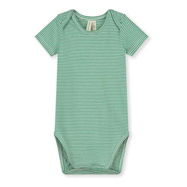 Striped Organic Cotton Bodysuit | Mint Green