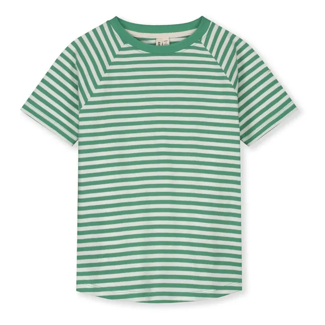 Camiseta de rayas de algodón ecológico | Verde Menta