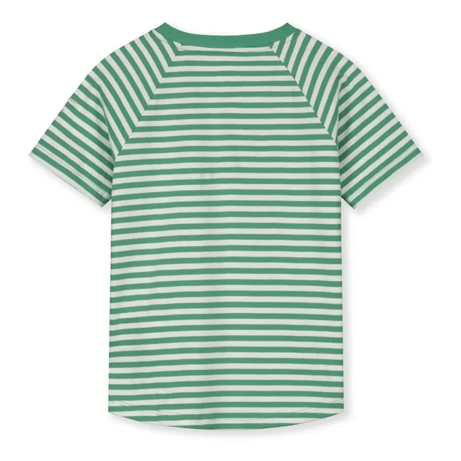 Camiseta de rayas de algodón ecológico | Verde Menta