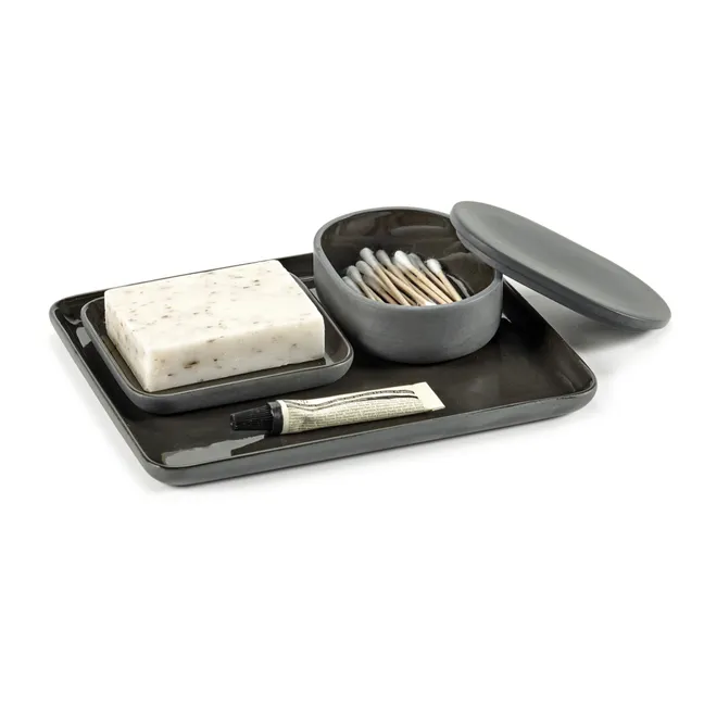 Caja ovalada con tapa | Gris Oscuro