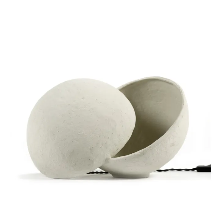 Lampe à poser Earth ronde en papier maché | Blanc- Image produit n°4