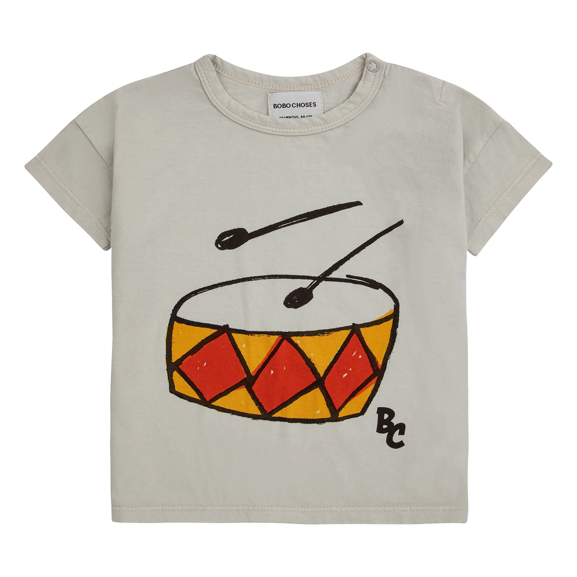 Bobo Choses Gris Galet Organic Cotton Drum T-Shirt
