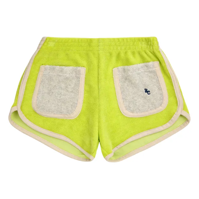 Pantalones cortos de rizo de algodón ecológico | Verde Anís