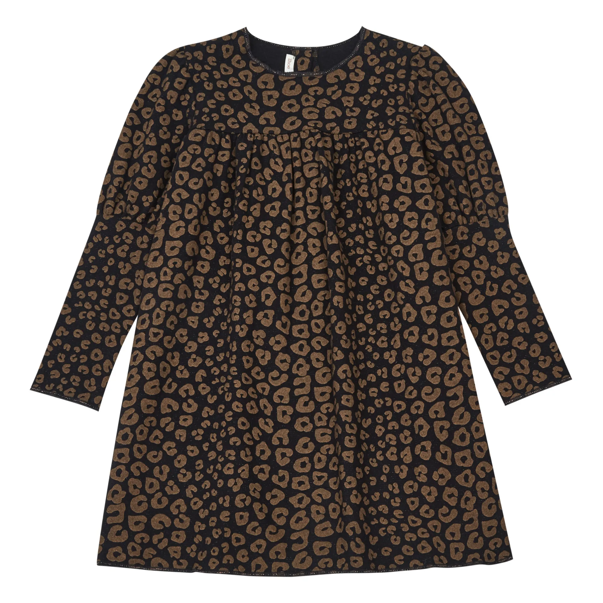 Zhoe & Tobiah Charcoal Grey Leopard Lurex Mesh Dress