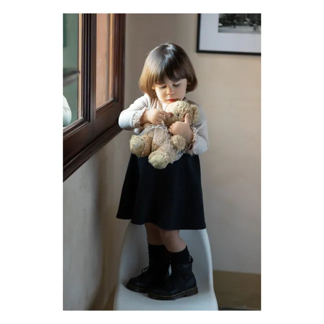 Two-tone knit dress | Beige