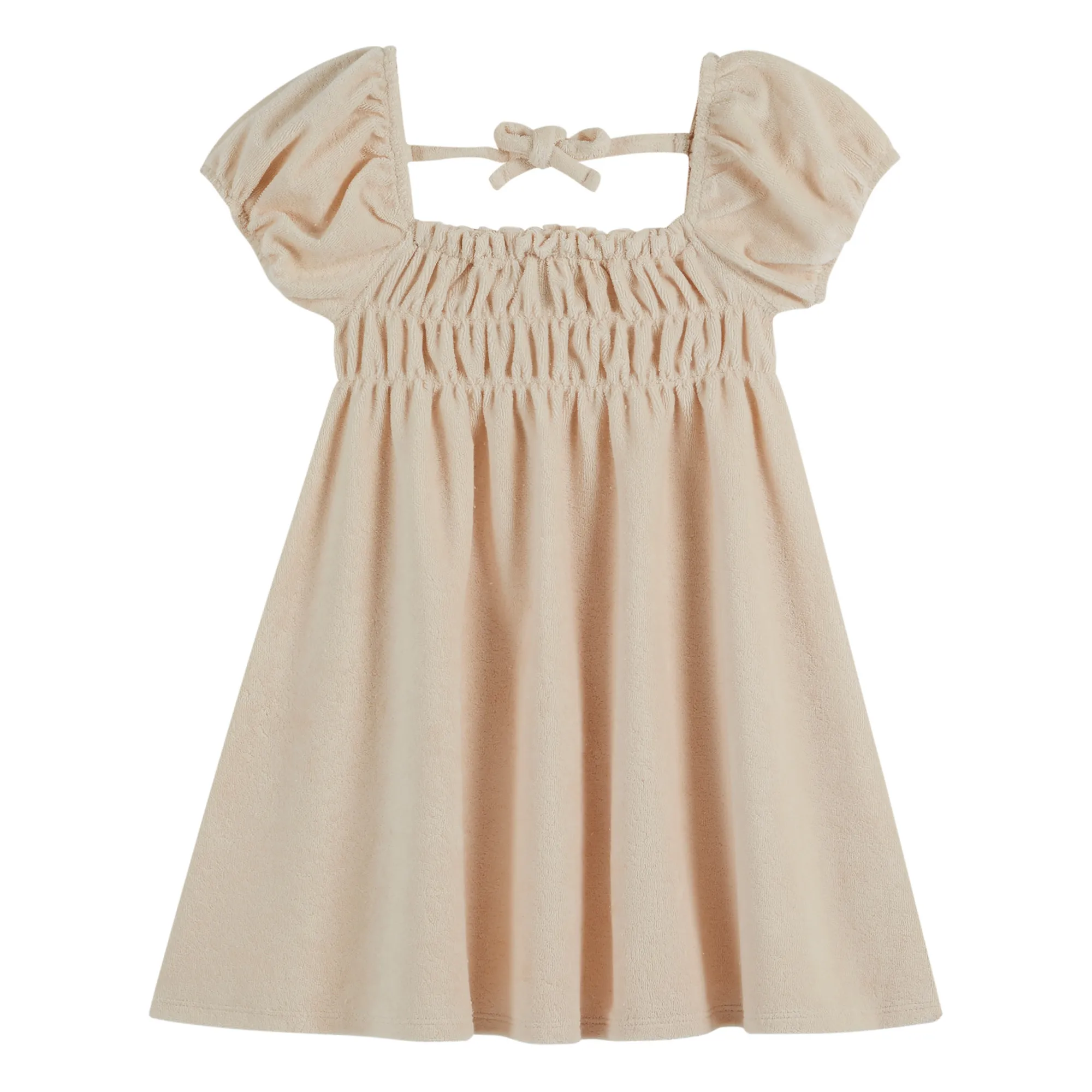 Emile Et Ida Ecru Terry Smocked Dress