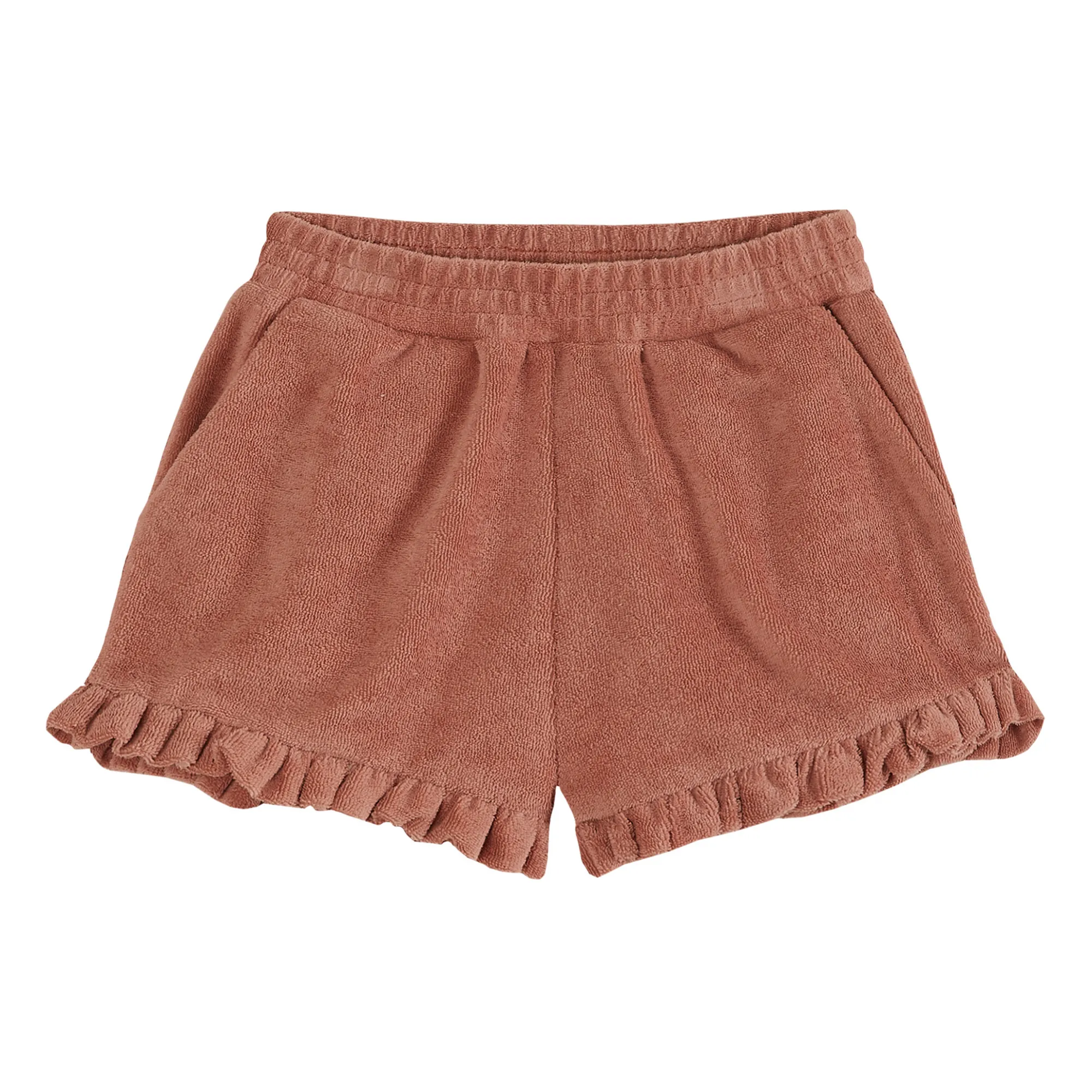 Emile Et Ida Dusty Pink Terry Ruffle Shorts