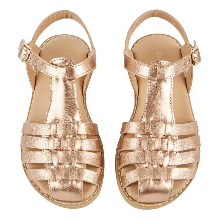 Sandales Croisillons Cuir | Doré- Image produit n°0