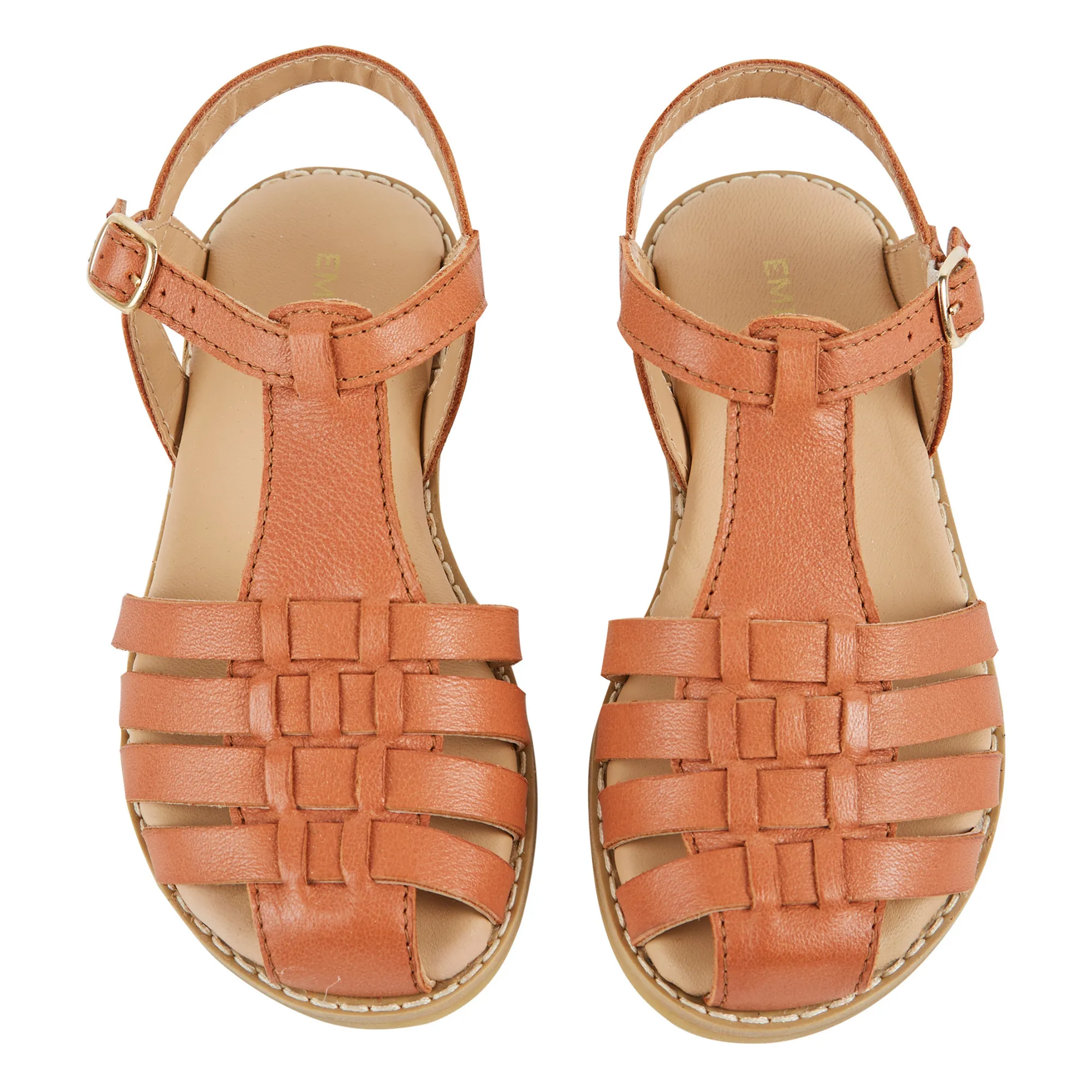 Emile Et Ida Camel Leather Criss-Cross Sandals