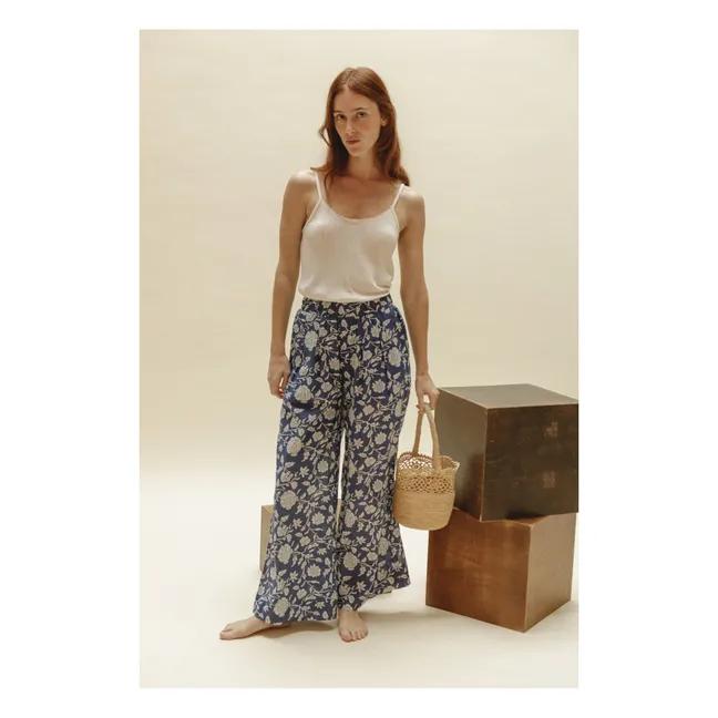 Pantalon Zevrine Fleurs - Collection Femme | Bleu