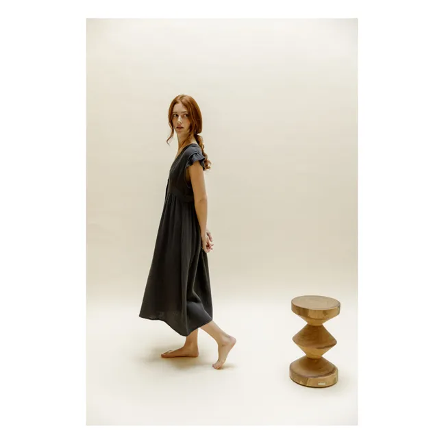 Kleid Zilvie Gaze aus Baumwolle - Damenkollektion | Anthrazit