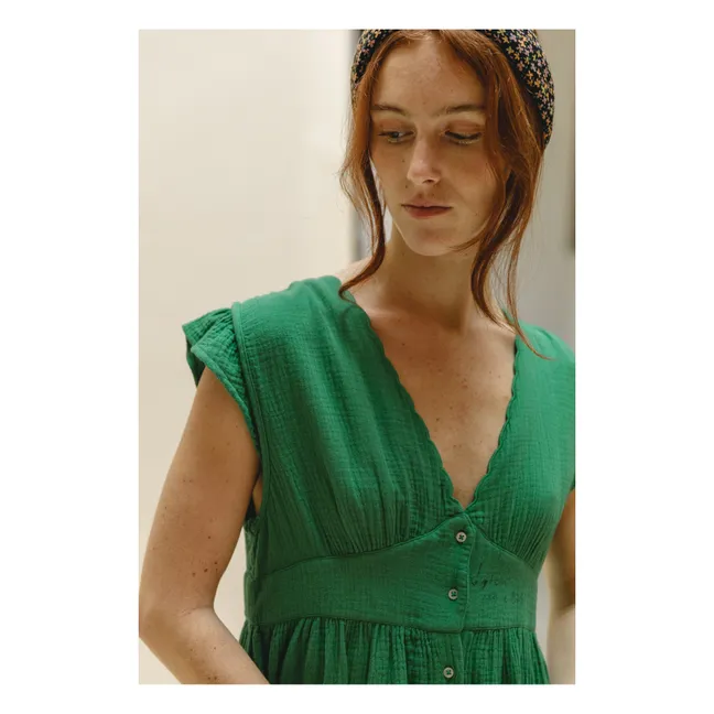 Vestido de gasa de algodón Zilvie - Colección Femenina | Verde