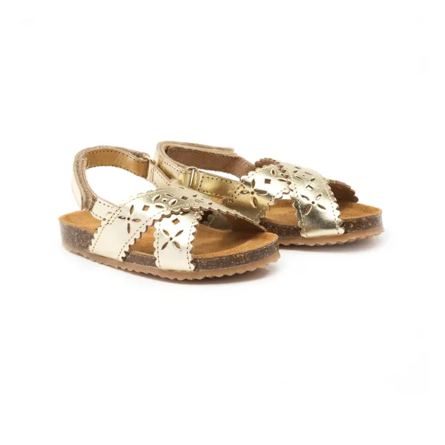 Two Con Me - Perforated crossover sandals | Gold