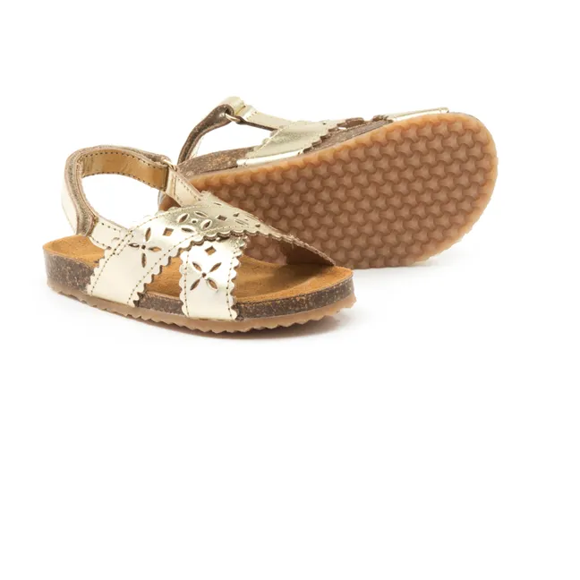 Two Con Me - Perforated crossover sandals | Gold