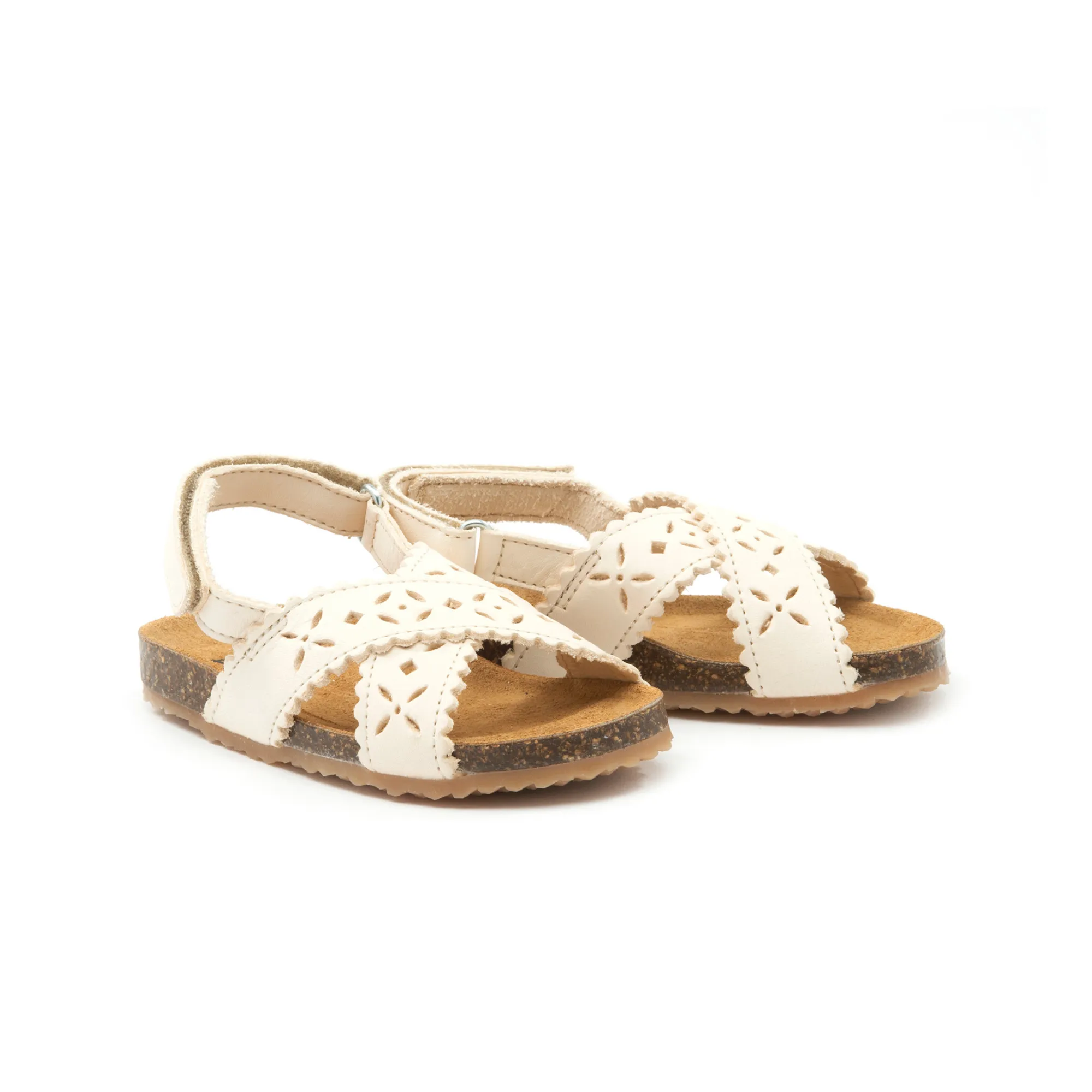 Pèpè White Two Con Me - Perforated Crossover Sandals