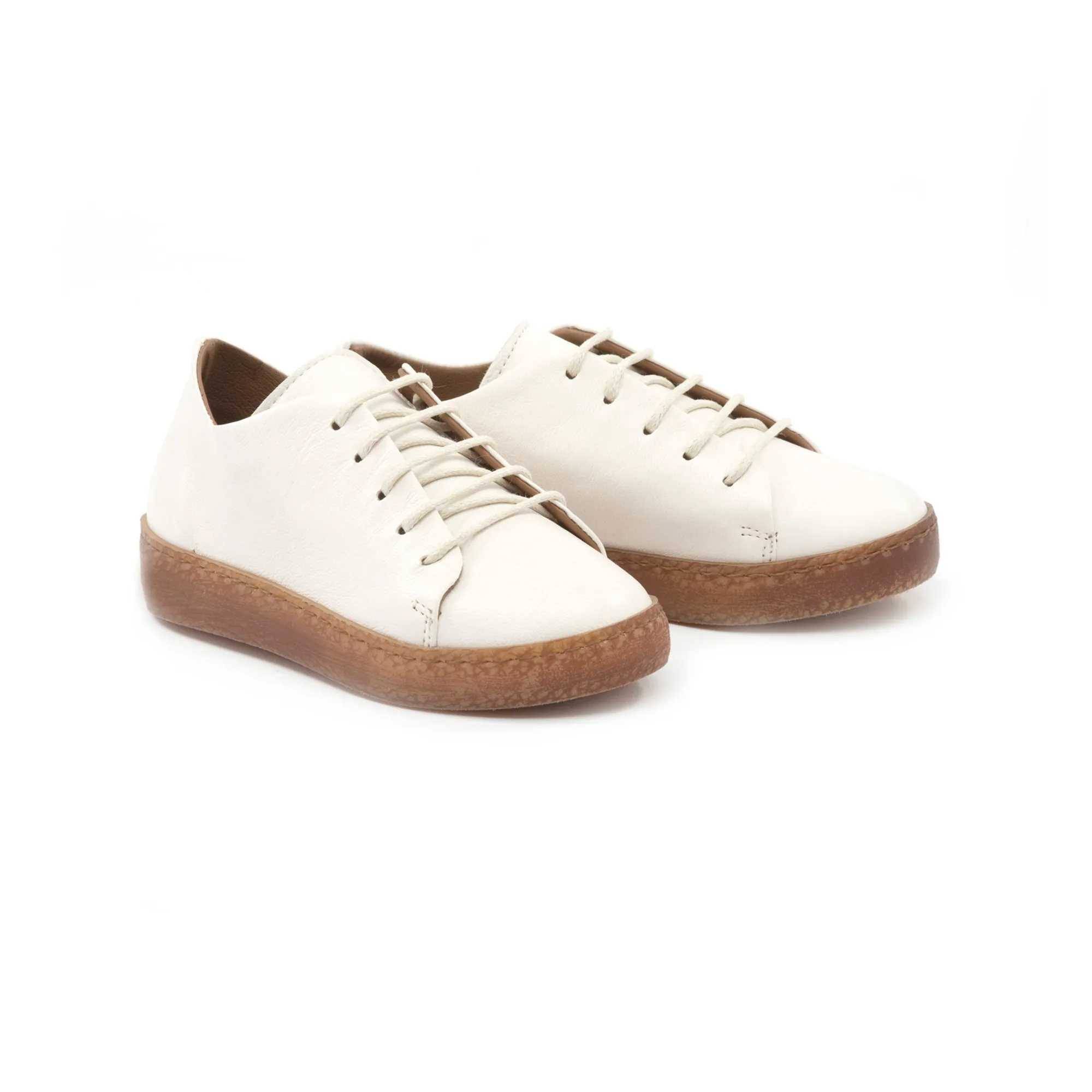 Pèpè Cream Lace-Up Trainers