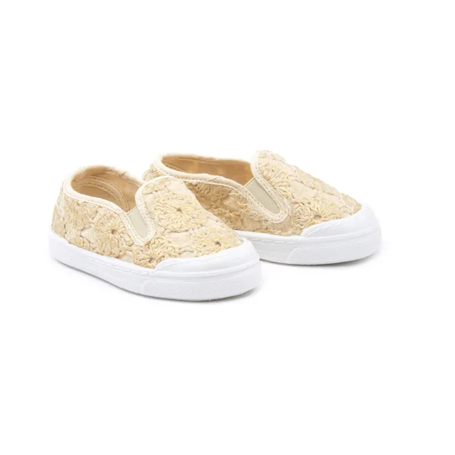 Slip-On Embroidered Sneakers | Gold