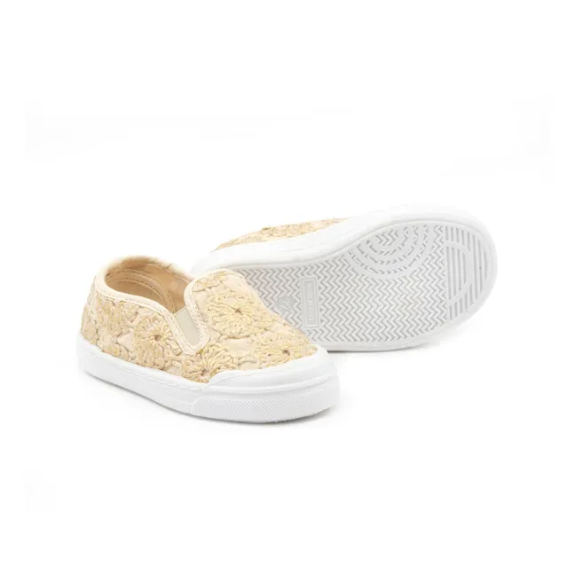 Slip-On Embroidered Sneakers | Gold