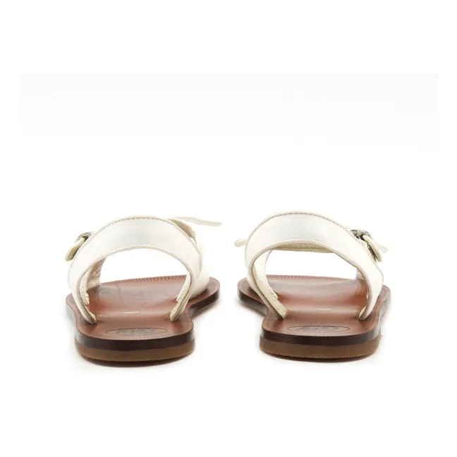 Bow Buckle Sandals | White