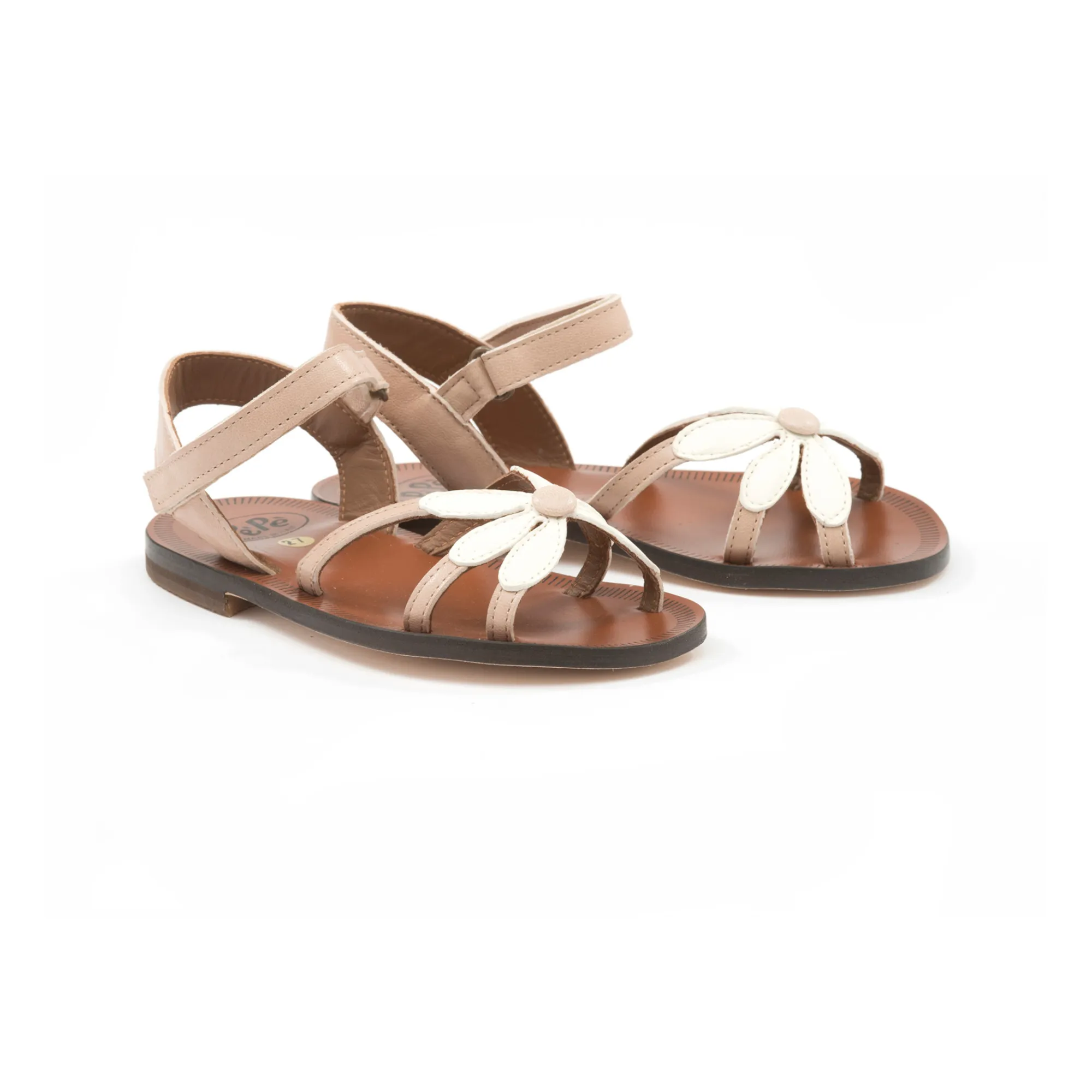 Pèpè Taupe Brown Flower Scratch Sandals