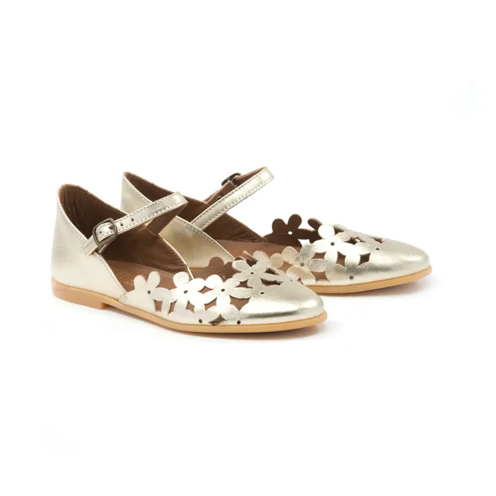 Blumige Klettballerinas | Gold- Produktbild Nr. 0