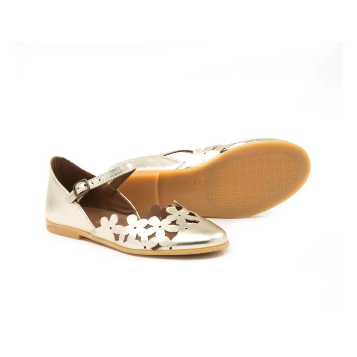 Flowery Scratch Ballerinas | Gold- Product image n°1