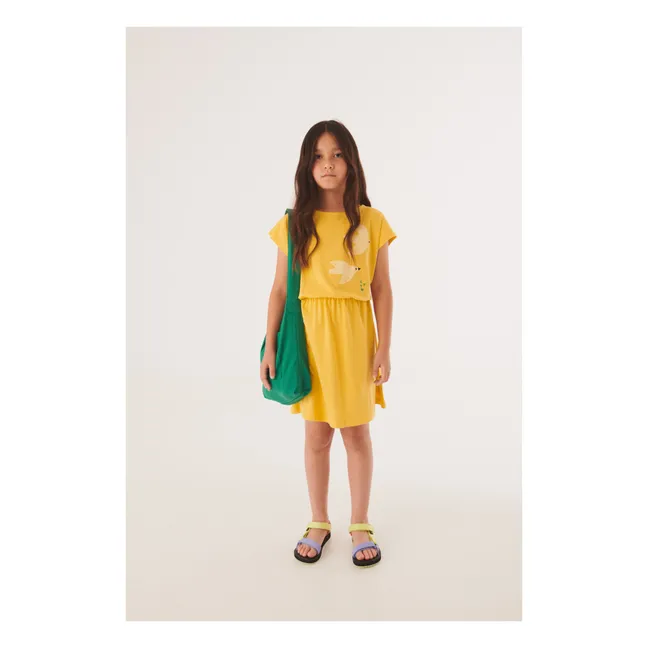 Vestido Dhaka de algodón orgánico | Amarillo